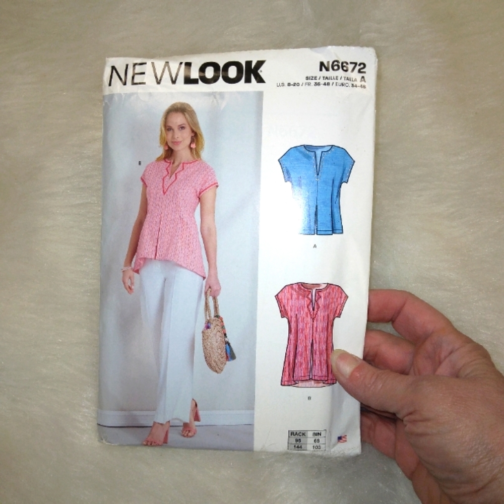 NEW LOOK N6672 SZ 8-20 Misses top or tunic with gathered back EASY